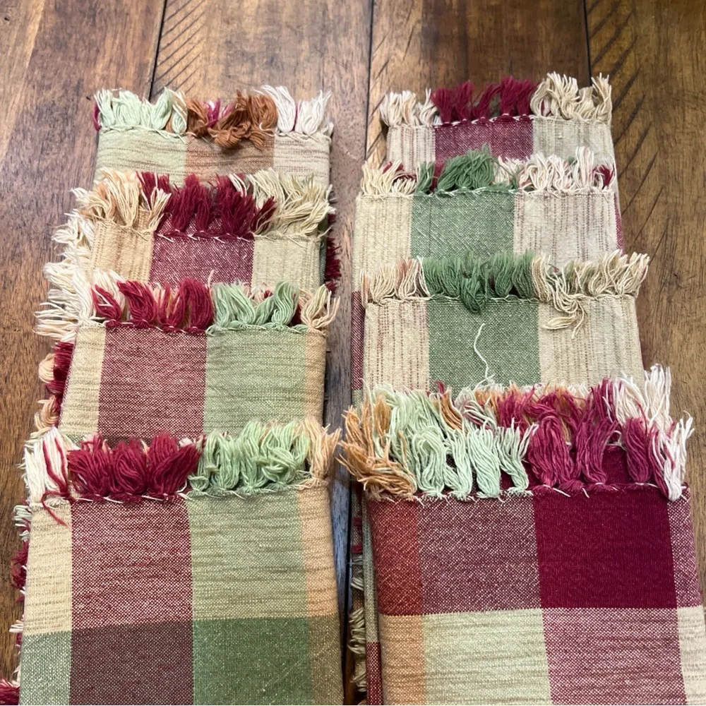 Home Classic 100% Cotton Fall Time  Set of 8 Plaid cloth napkins autumn 18”x 18”